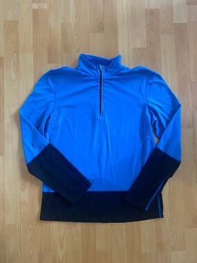 Lululemon Bright Blue Half-Zip Athletic Pullover with Black Panels